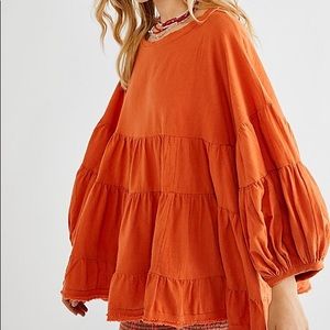 Free People Orange Briana Top